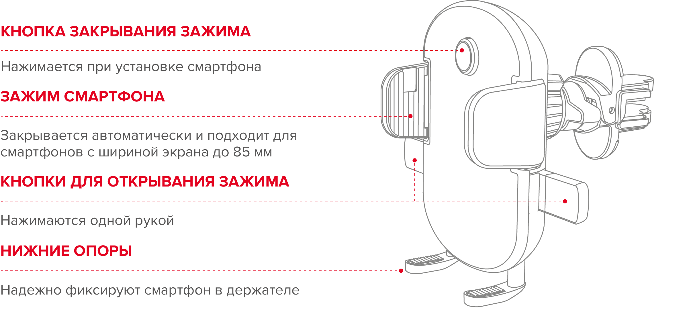 Автомобильный держатель Arroys Vent-MT1 black