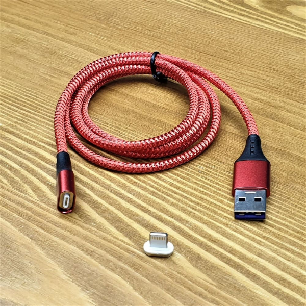 Магнитный Кабель Lightning 8-pin QC 3.0 Красный