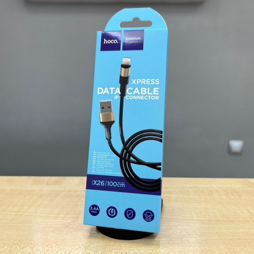 Кабель Hoco X26 Xpress Lightning Black-Gold, 1м