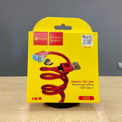 Кабель USB-Type-C Dream U50, магнитный, угловой, красный