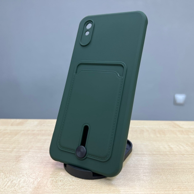 Накладка силиконовая для Redmi 9A c карманом для карты, зеленая