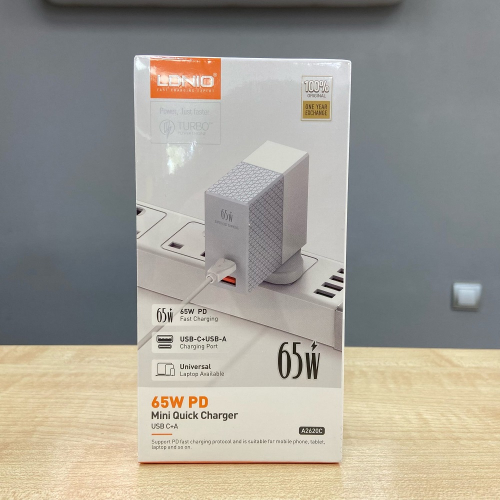 Зарядное устройство LDNIO A2620C 65W PD + QC3.0 + кабель Type-C white
