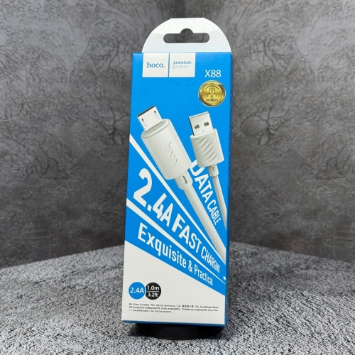 Кабель Hoco X88 MicroUSB, Белый 1м