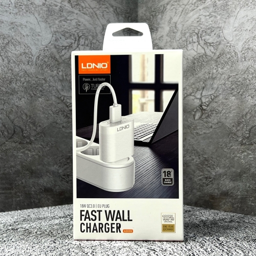Зарядное устройство LDNIO A303Q USB*3A Quick Charge 3.0 18W + кабель USB - micro USB белый