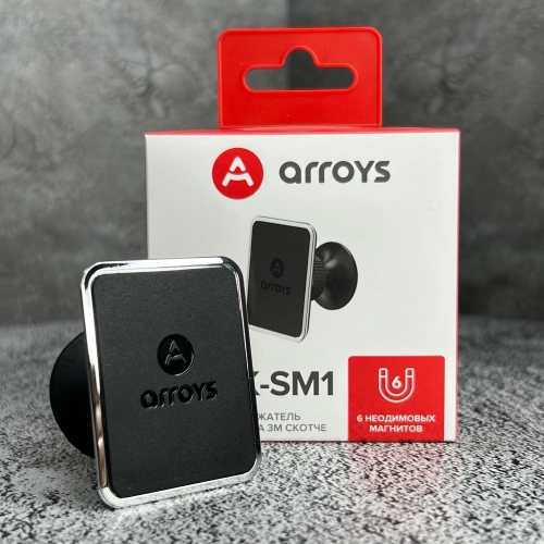 Магнитный Автомобильный Держатель на 3М скотче Arroys Stick-SM1 Black